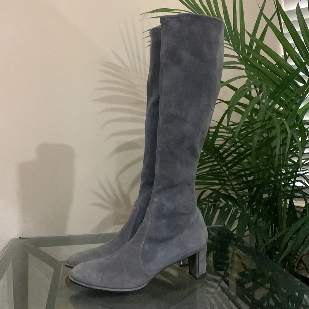 STUART WEITZMAN Suede Metal trim Heel Boots - Picture 13 of 14